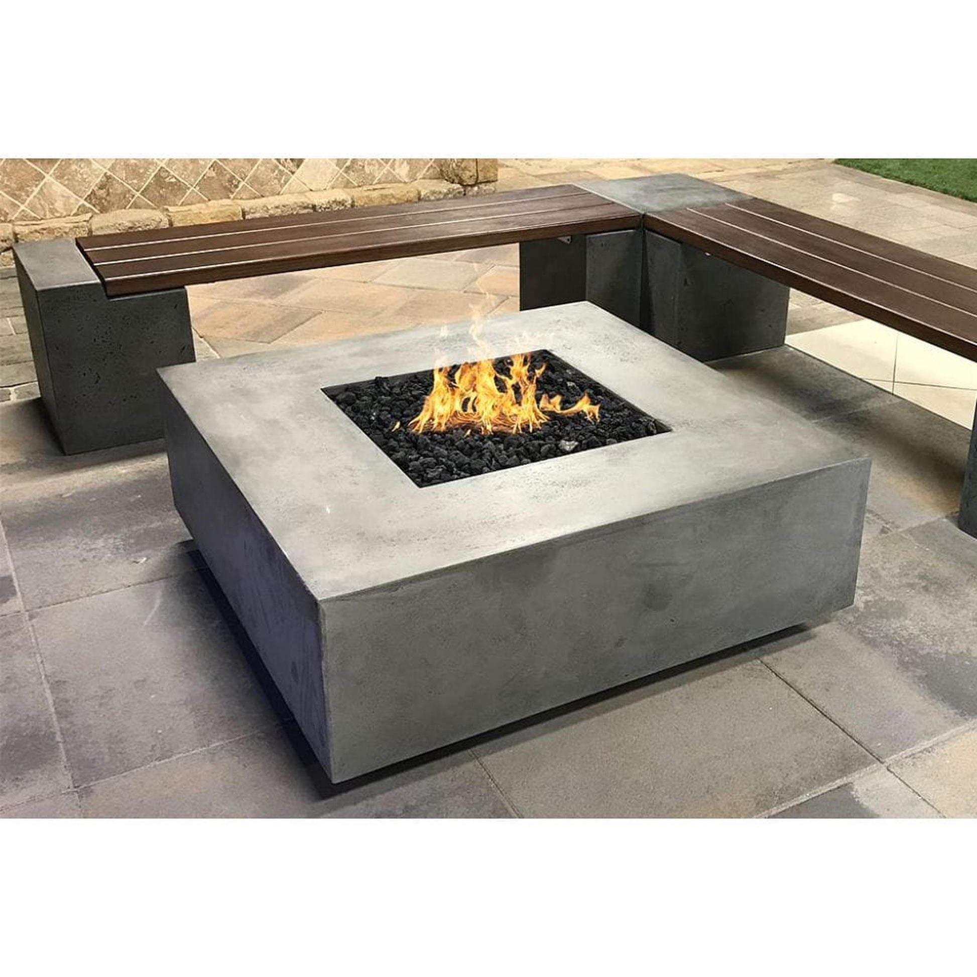 Prism Hardscapes Tavola 42 42" Natural Square Concrete Natural Gas Fire Pit Table