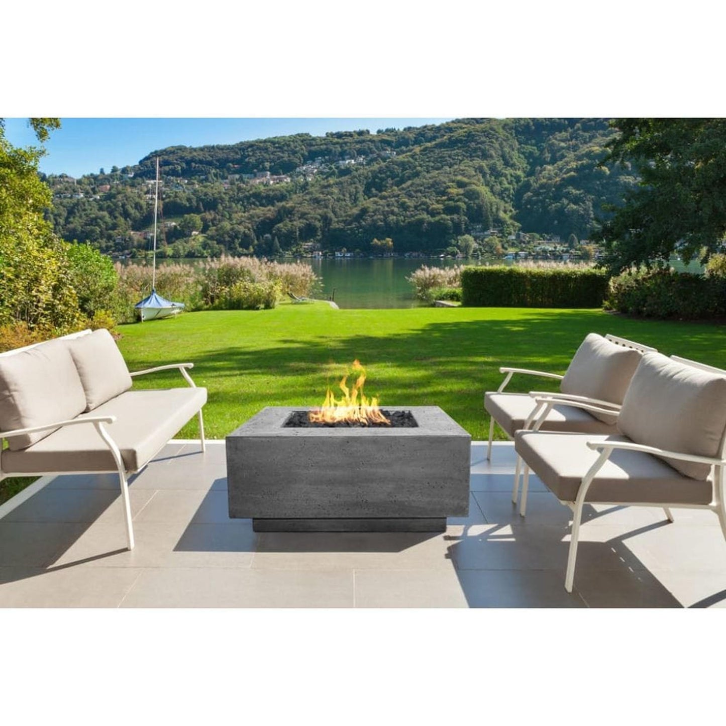 Prism Hardscapes Tavola 42 42" Pewter Square Concrete Natural Gas Fire Pit Table