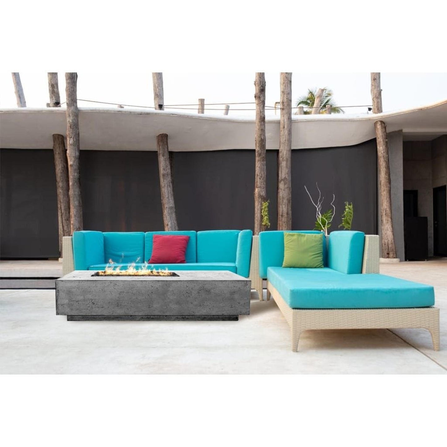 Prism Hardscapes Tavola 5 80" Coastal Rectangular Concrete Propane Gas Fire Pit Table