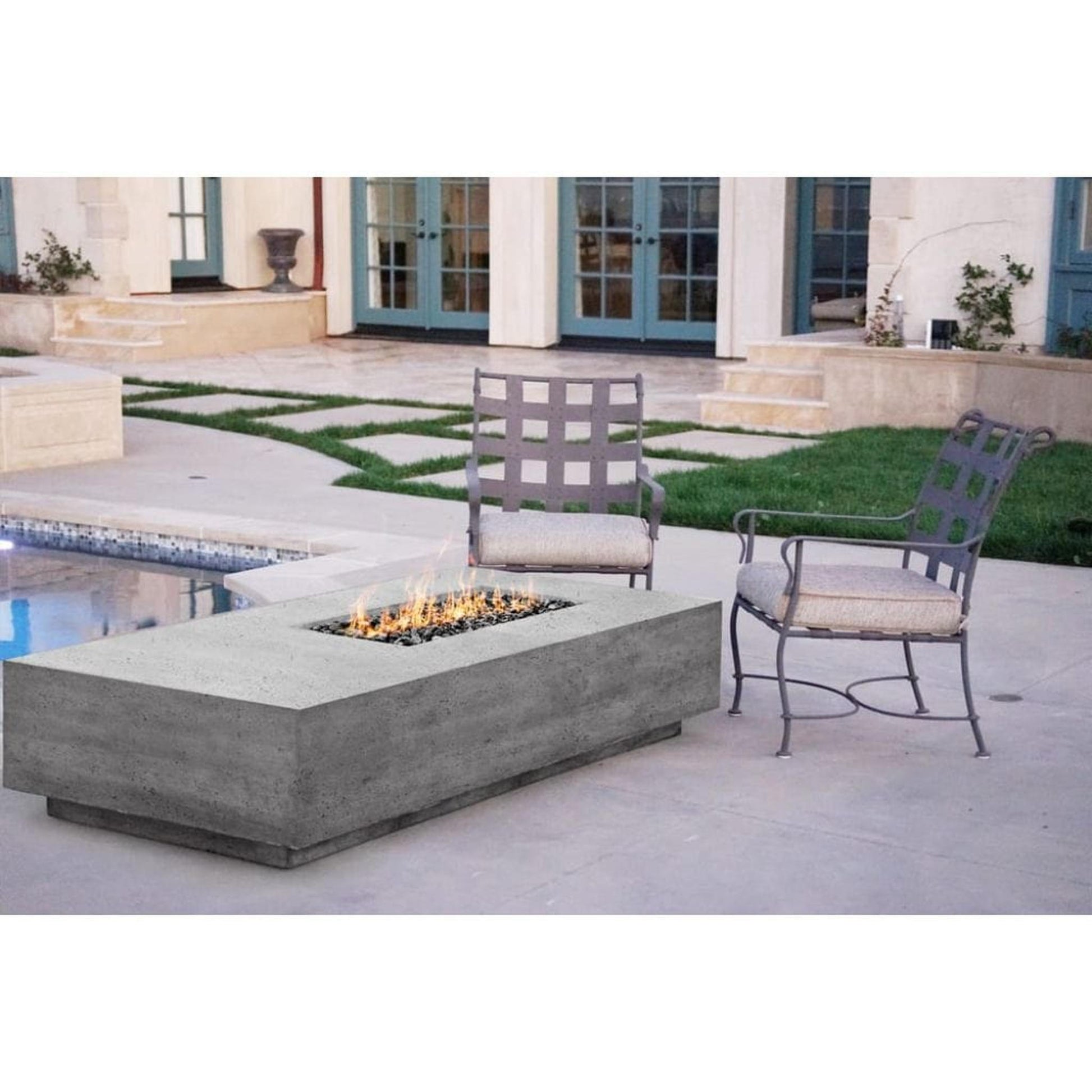 Prism Hardscapes Tavola 5 80" Natural Rectangular Concrete Natural Gas Fire Pit Table