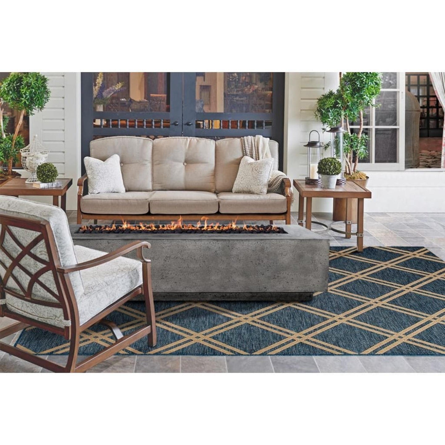 Prism Hardscapes Tavola 6 90" Ebony Rectangular Concrete Propane Gas Fire Pit Table