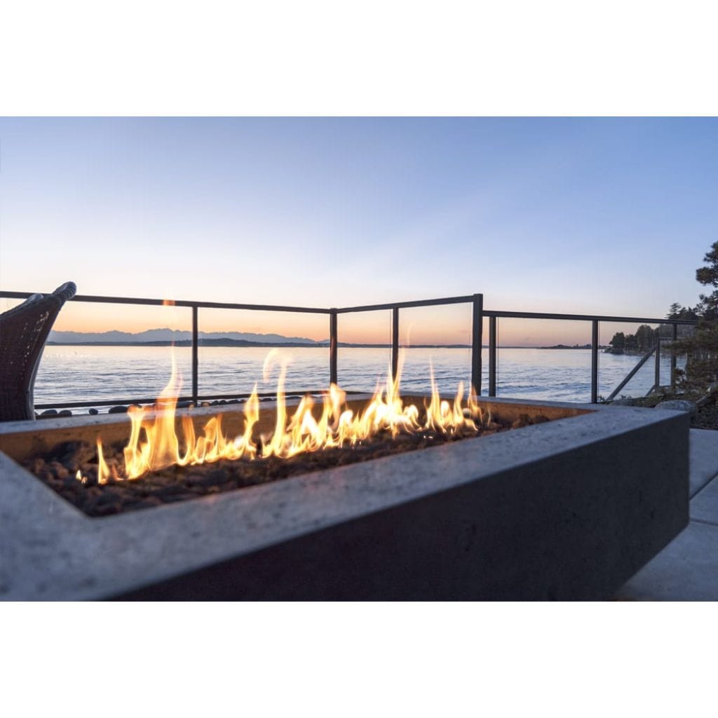 Prism Hardscapes Tavola 6 90" Ultra White Rectangular Concrete Natural Gas Fire Pit Table