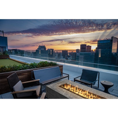 Prism Hardscapes Tavola 6 90" Ultra White Rectangular Concrete Natural Gas Fire Pit Table