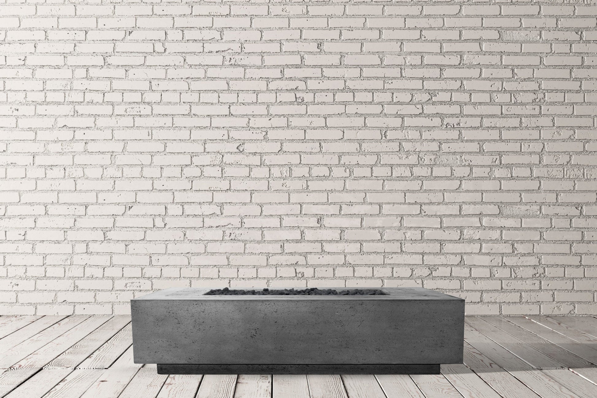 Prism Hardscapes Tavola 66 Slim 66" Ultra White Rectangular Concrete Propane Gas Fire Pit Table
