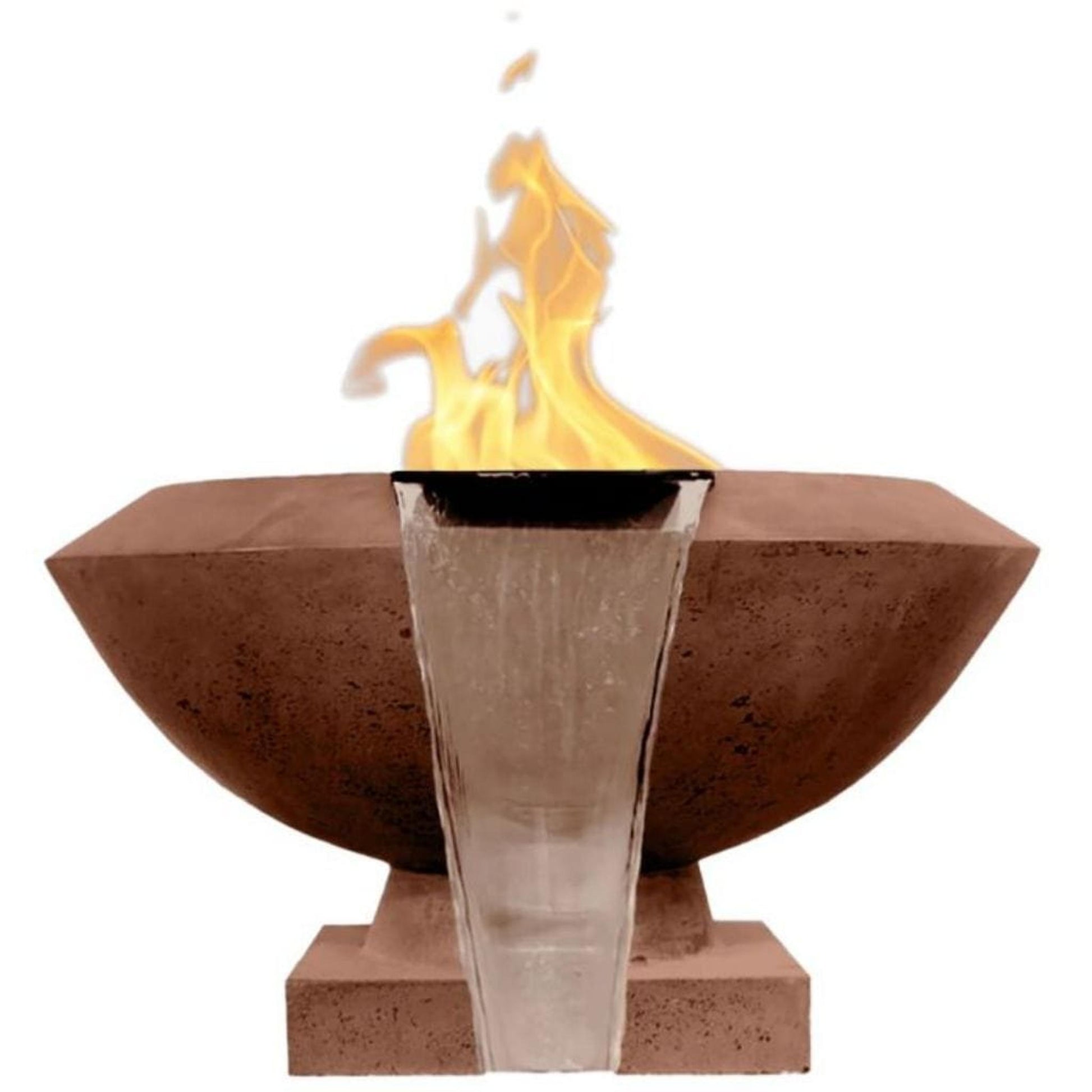 Prism Hardscapes Toscano 33" Café Round Glass Fiber Reinforced Cement Natural Gas Fire Pit & Water Bowl
