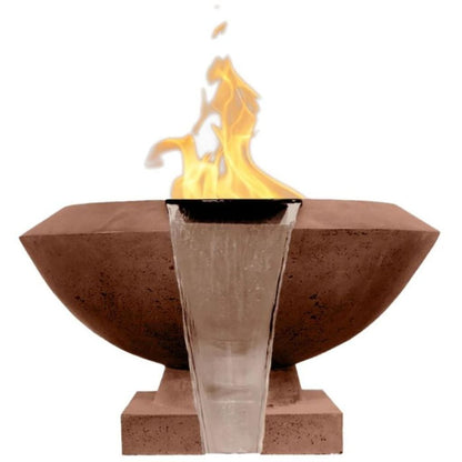Prism Hardscapes Toscano 33" Café Round Glass Fiber Reinforced Cement Natural Gas Fire Pit & Water Bowl