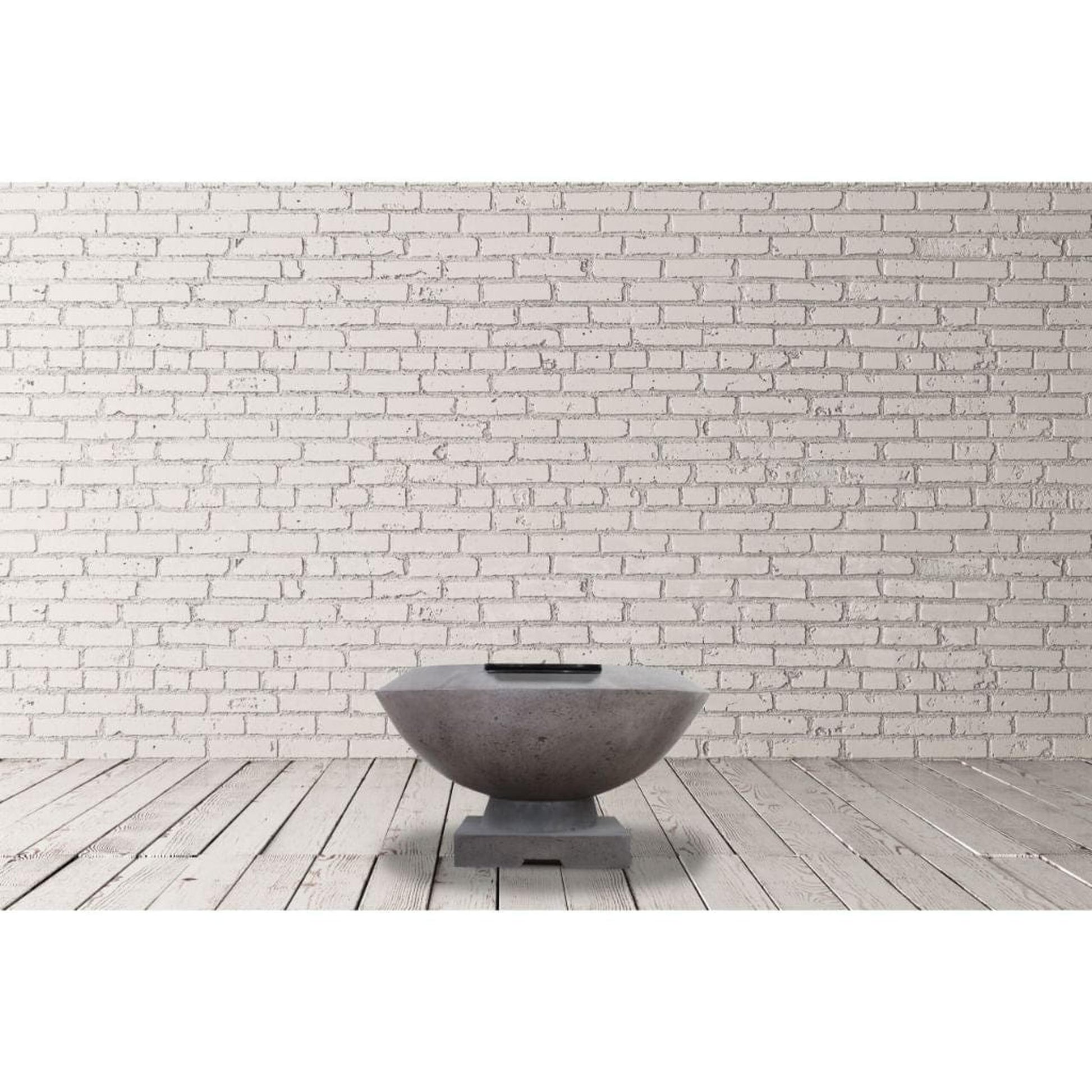Prism Hardscapes Toscano 33" Ultra White Round Glass Fiber Reinforced Cement Liquid Propane Fire Pit & Water Bowl