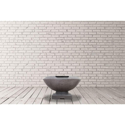 Prism Hardscapes Toscano 33" Ultra White Round Glass Fiber Reinforced Cement Liquid Propane Fire Pit & Water Bowl