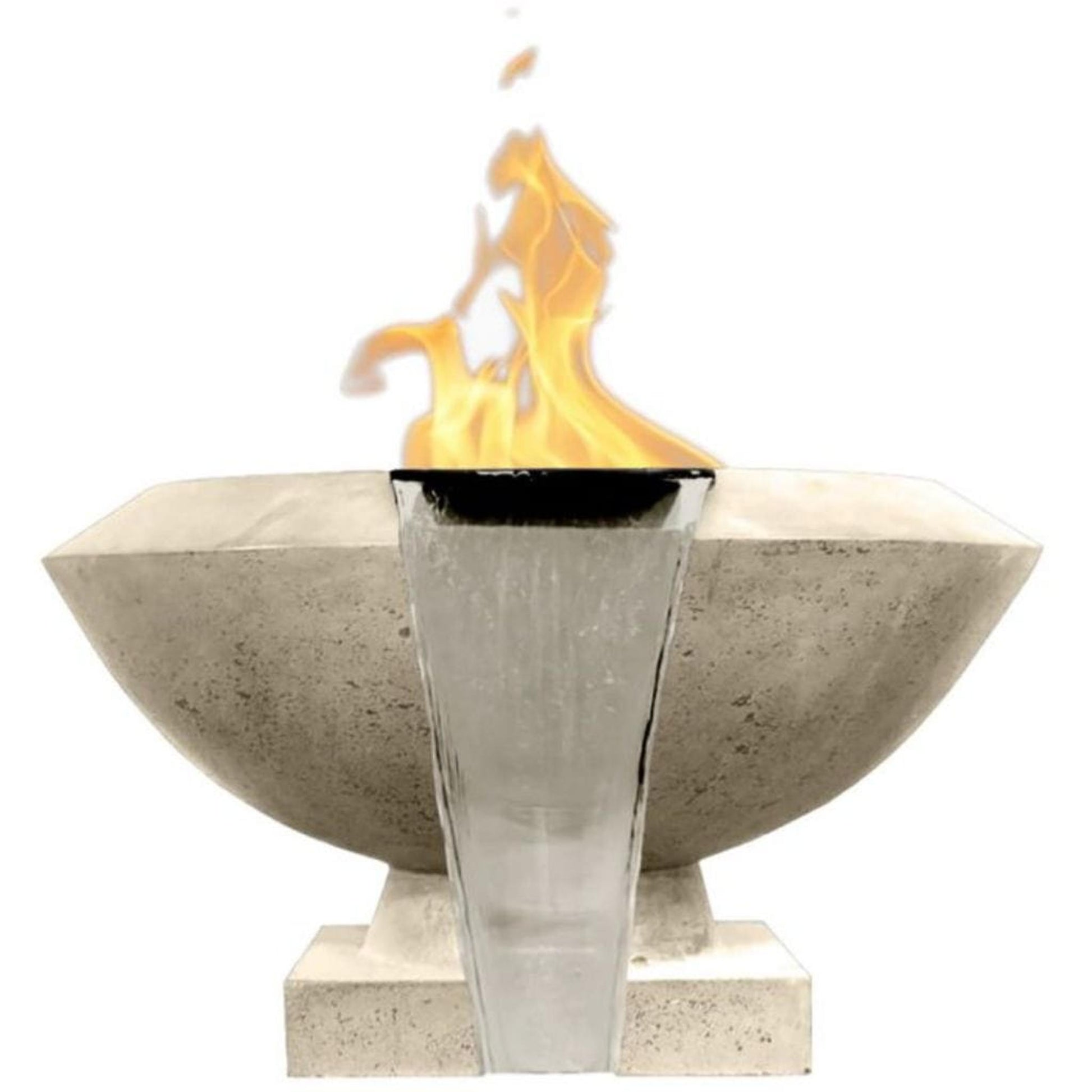 Prism Hardscapes Toscano 33" Coastal Round Glass Fiber Reinforced Cement Natural Gas Fire Pit & Water Bowl