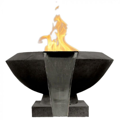 Prism Hardscapes Toscano 33" Ebony Round Glass Fiber Reinforced Cement Natural Gas Fire Pit & Water Bowl