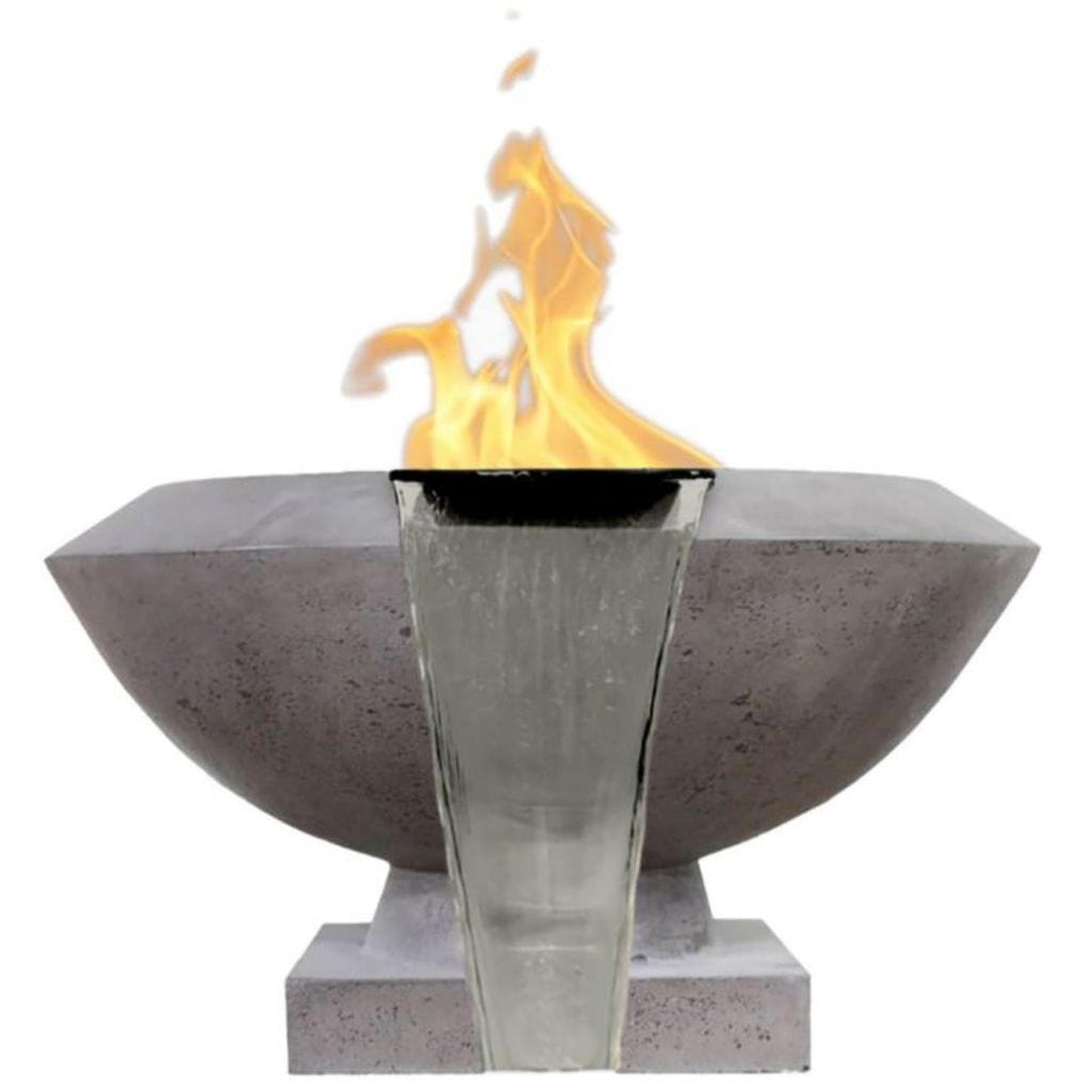 Prism Hardscapes Toscano 33" Natural Round Glass Fiber Reinforced Cement Liquid Propane Fire Pit & Water Bowl