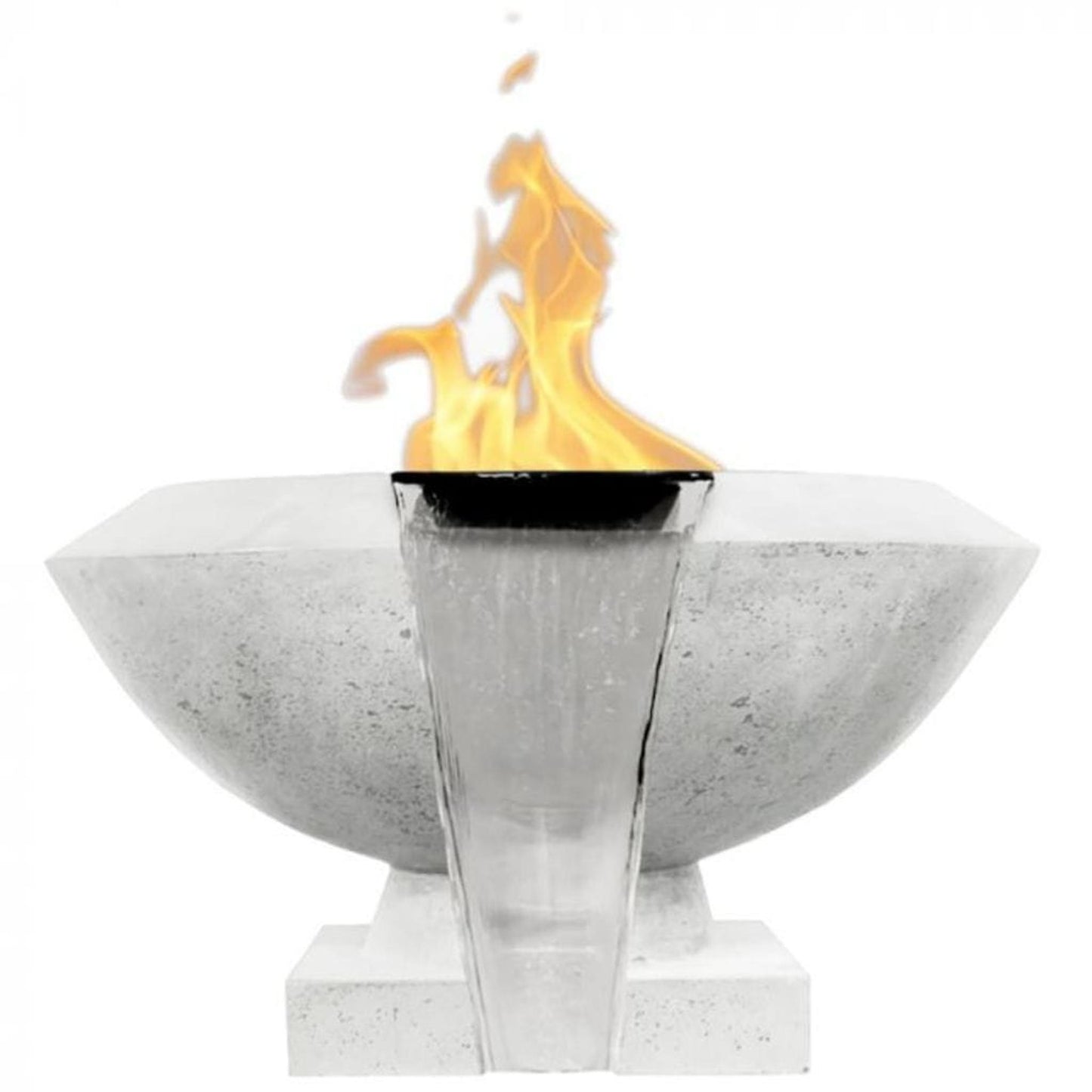 Prism Hardscapes Toscano 33" Ultra White Round Glass Fiber Reinforced Cement Natural Gas Fire Pit & Water Bowl