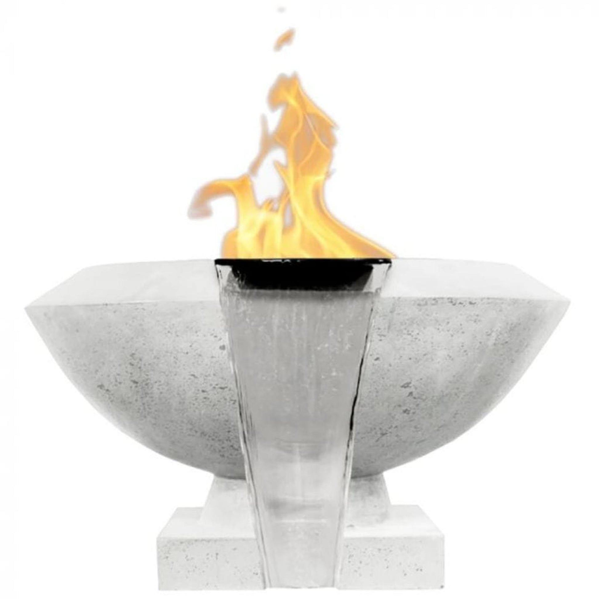 Prism Hardscapes Toscano 33" Ultra White Round Glass Fiber Reinforced Cement Natural Gas Fire Pit & Water Bowl