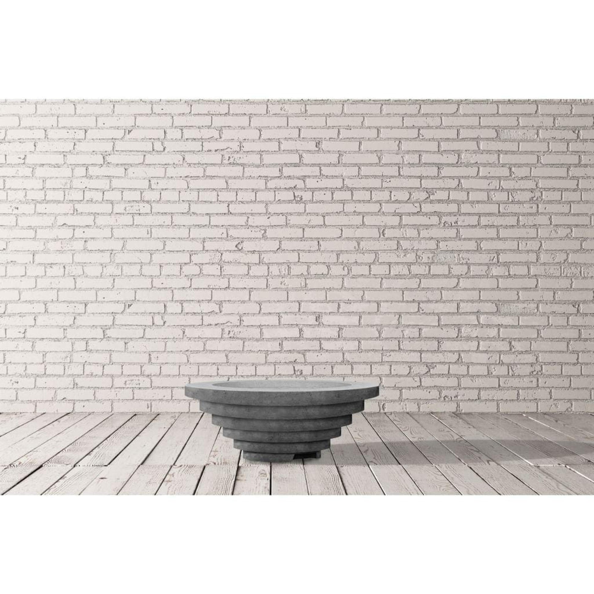 Prism Hardscapes Triton 48" Coastal Round Glass Fiber Reinforced Cement Natural Gas Fire Pit Bowl