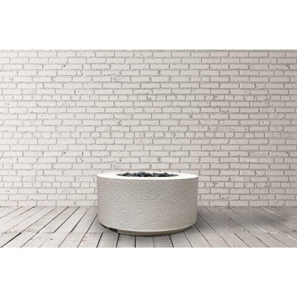 Prism Hardscapes Tuscany Cilindro 36" Ultra White Round Glass Fiber Reinforced Cement Liquid Propane Fire Pit Bowl