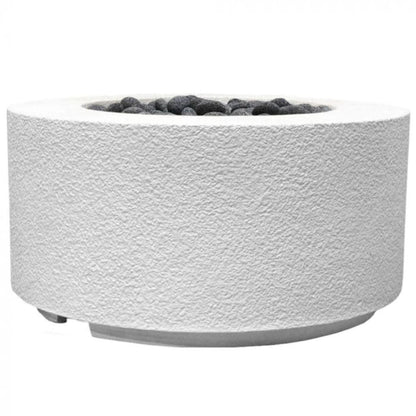 Prism Hardscapes Tuscany Cilindro 36" Ultra White Round Glass Fiber Reinforced Cement Natural Gas Fire Pit Bowl