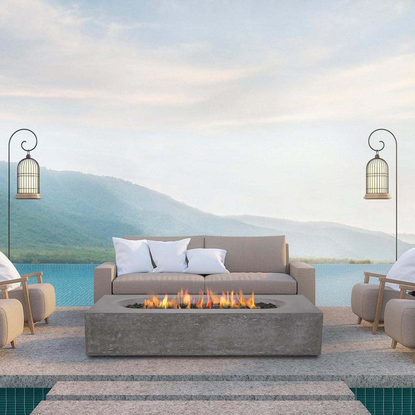 PyroMania Alchemy 60" Slate Gray Finish Natural Gas Outdoor Rectangular Fire Table