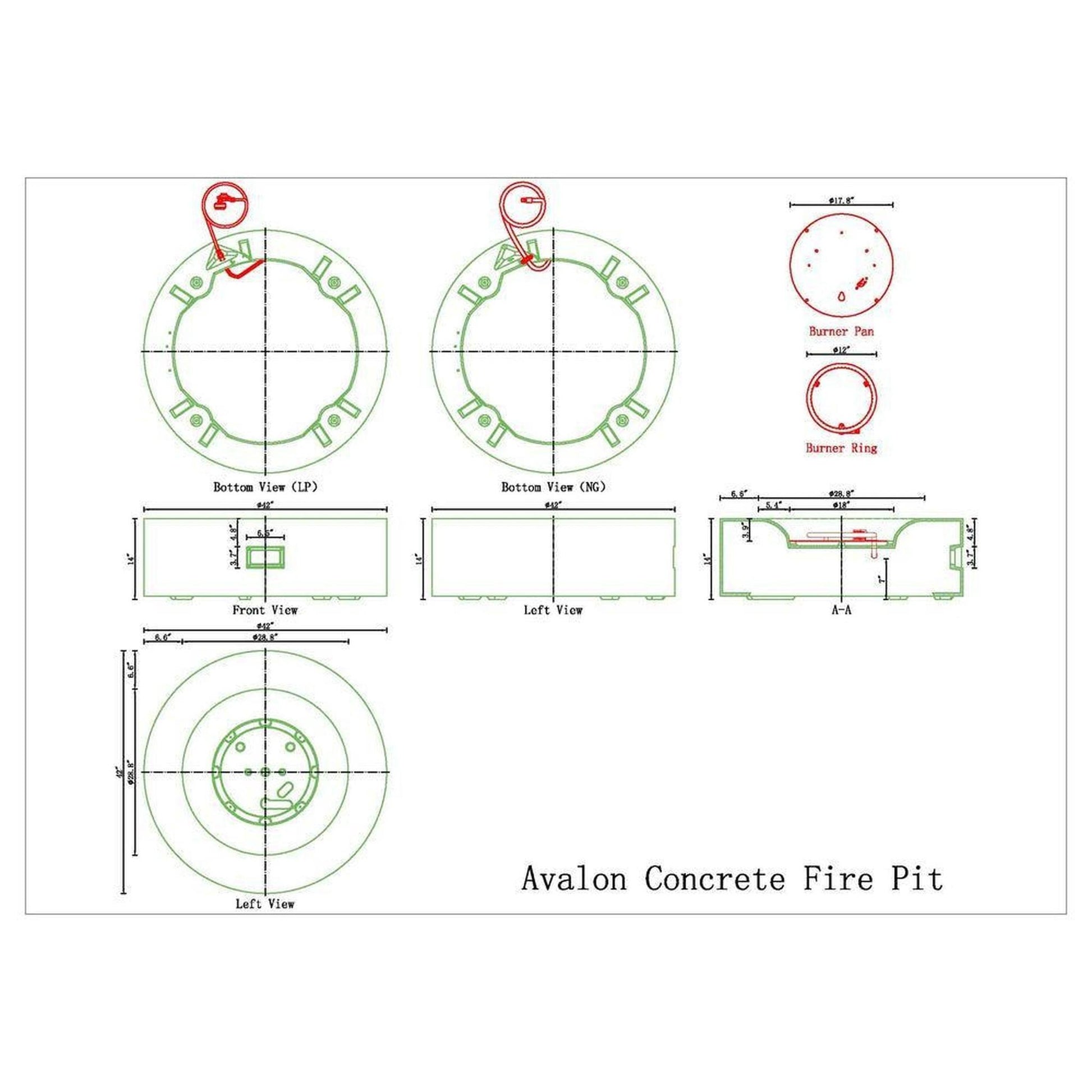 PyroMania Avalon 42" Charcoal Finish Natural Gas Outdoor Round Fire Table