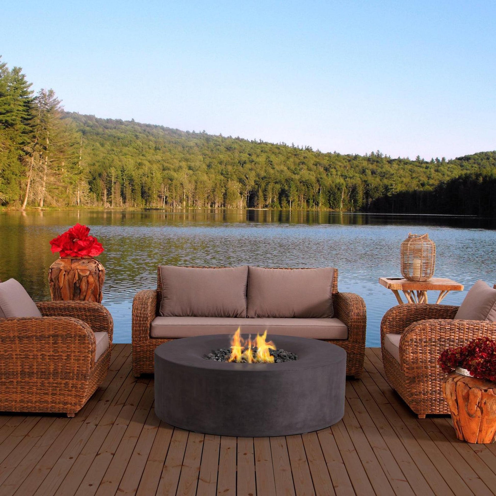 PyroMania Avalon 42" Charcoal Finish Natural Gas Outdoor Round Fire Table