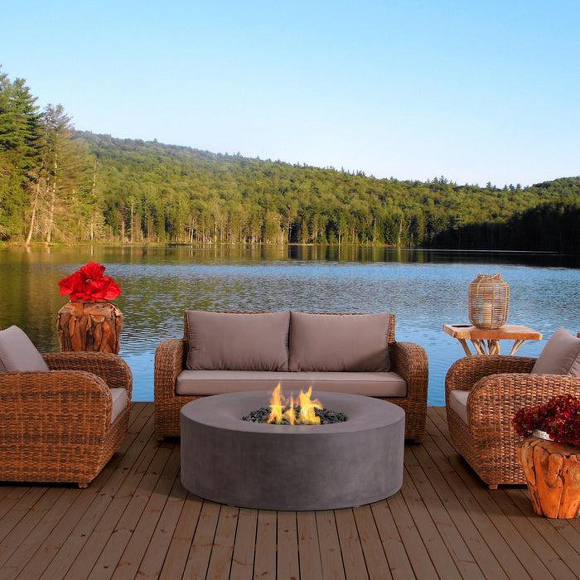 PyroMania Avalon 42" Slate Gray Finish Natural Gas Outdoor Round Fire Table