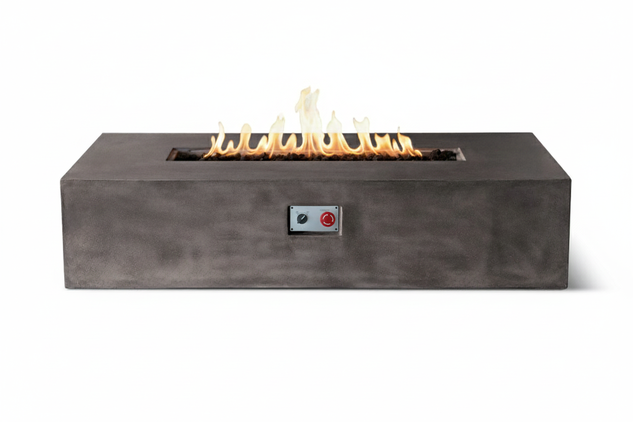 PyroMania Brut 60" x 30" Charcoal Finish Liquid Propane Rectangle Fire Pit Table