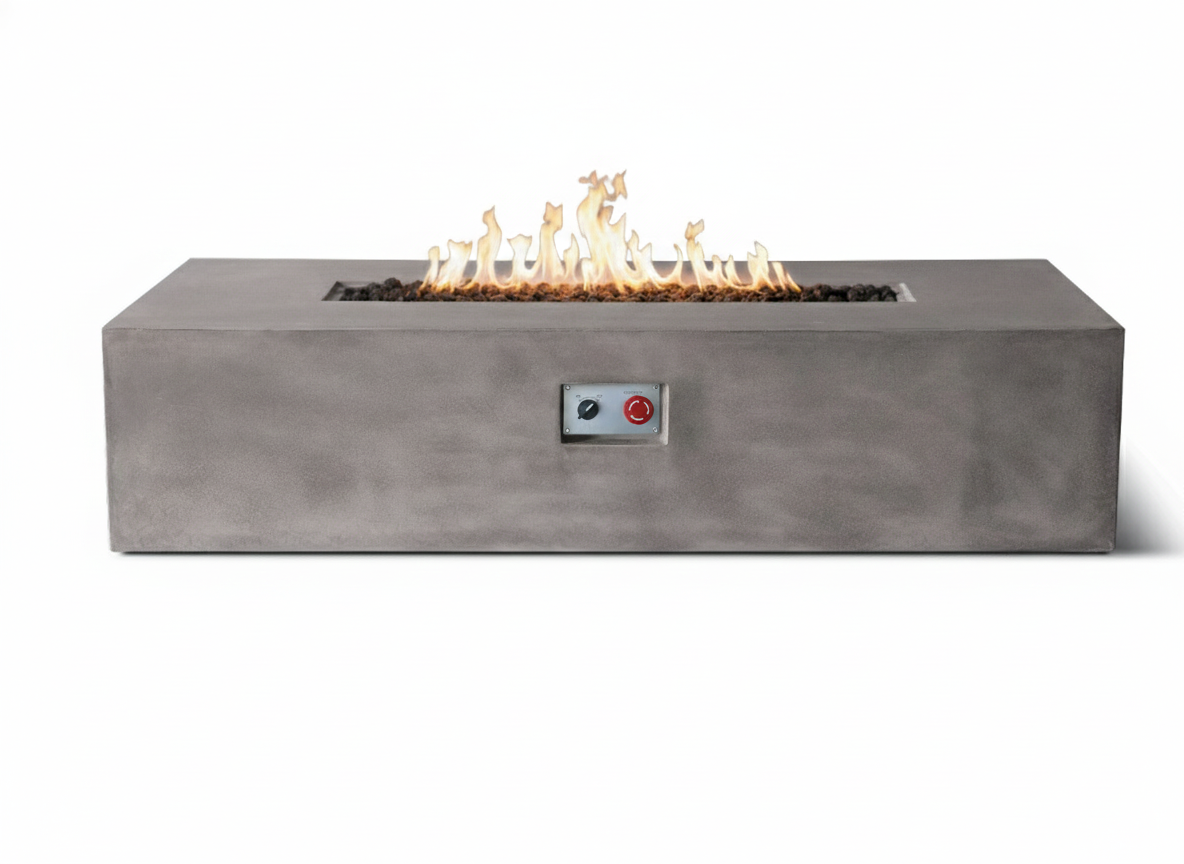 PyroMania Brut 60" x 30" Slate Grey Finish Liquid Propane Rectangle Fire Pit Table