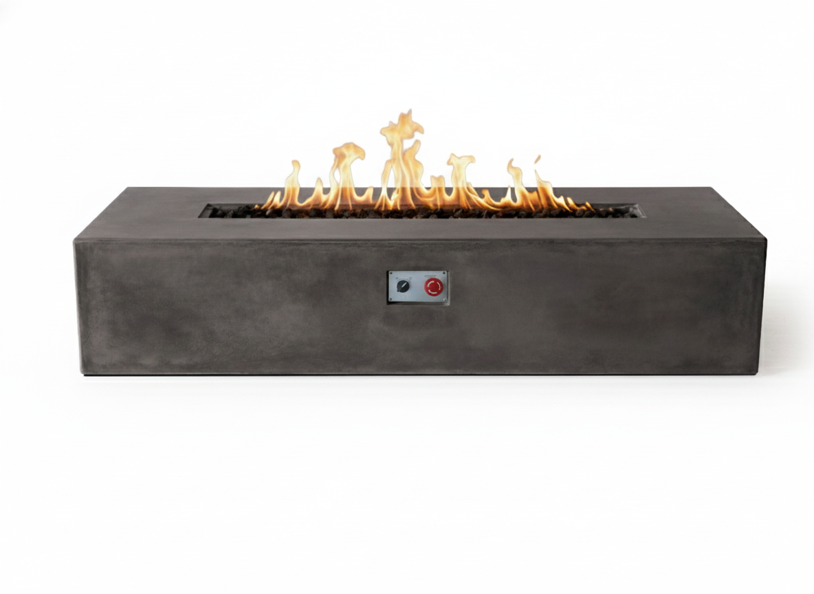 PyroMania Brut 72" x 30" Charcoal Finish Liquid Propane Rectangle Fire Pit Table