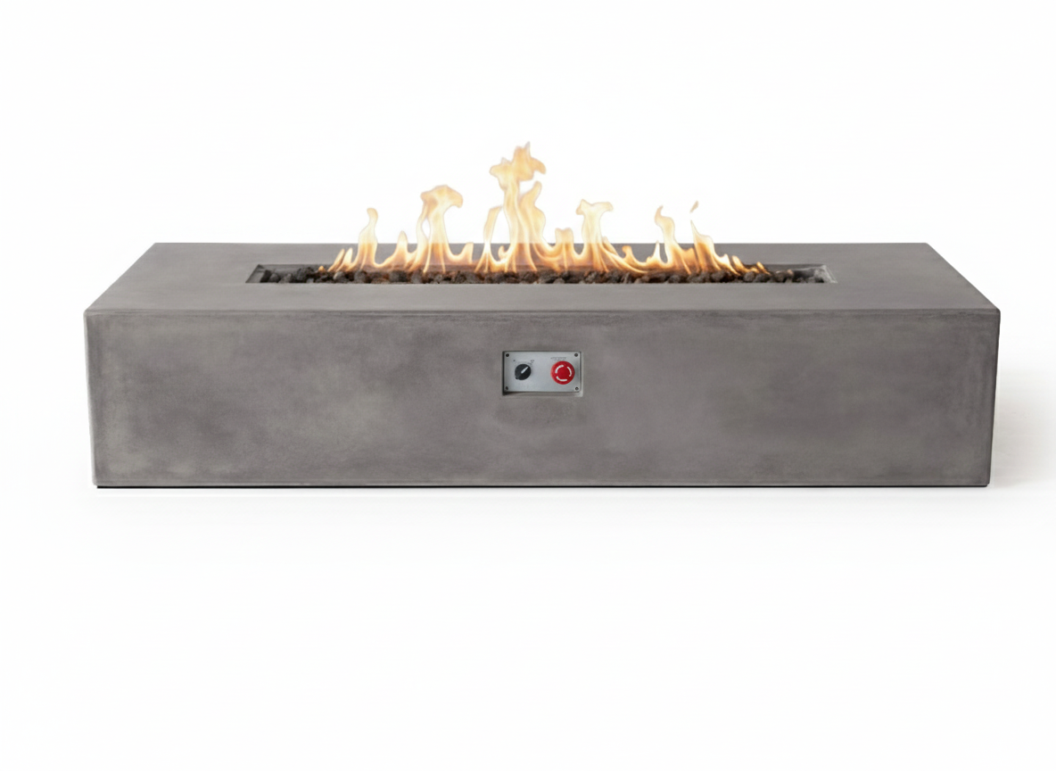 PyroMania Brut 72" x 30" Slate Grey Finish Liquid Propane Rectangle Fire Pit Table