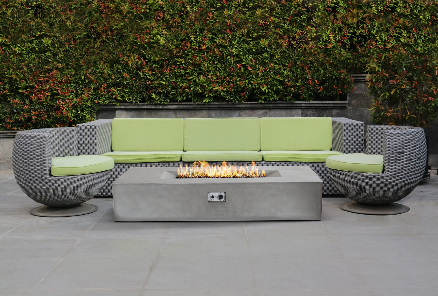PyroMania Laguna 72" x 30" Slate Finish Liquid Propane Outdoor Rectangle Fire Pit Table