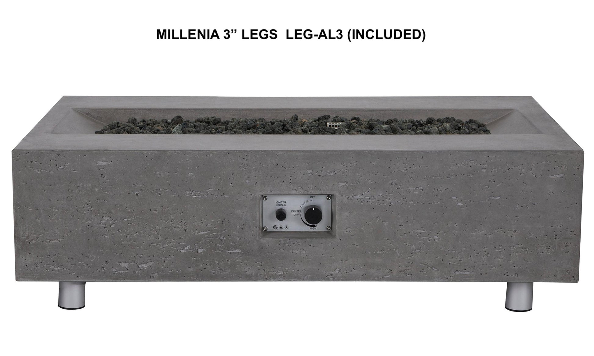 PyroMania Millenia 48" Slate Gray Finish Natural Gas Outdoor Rectangular Fire Table