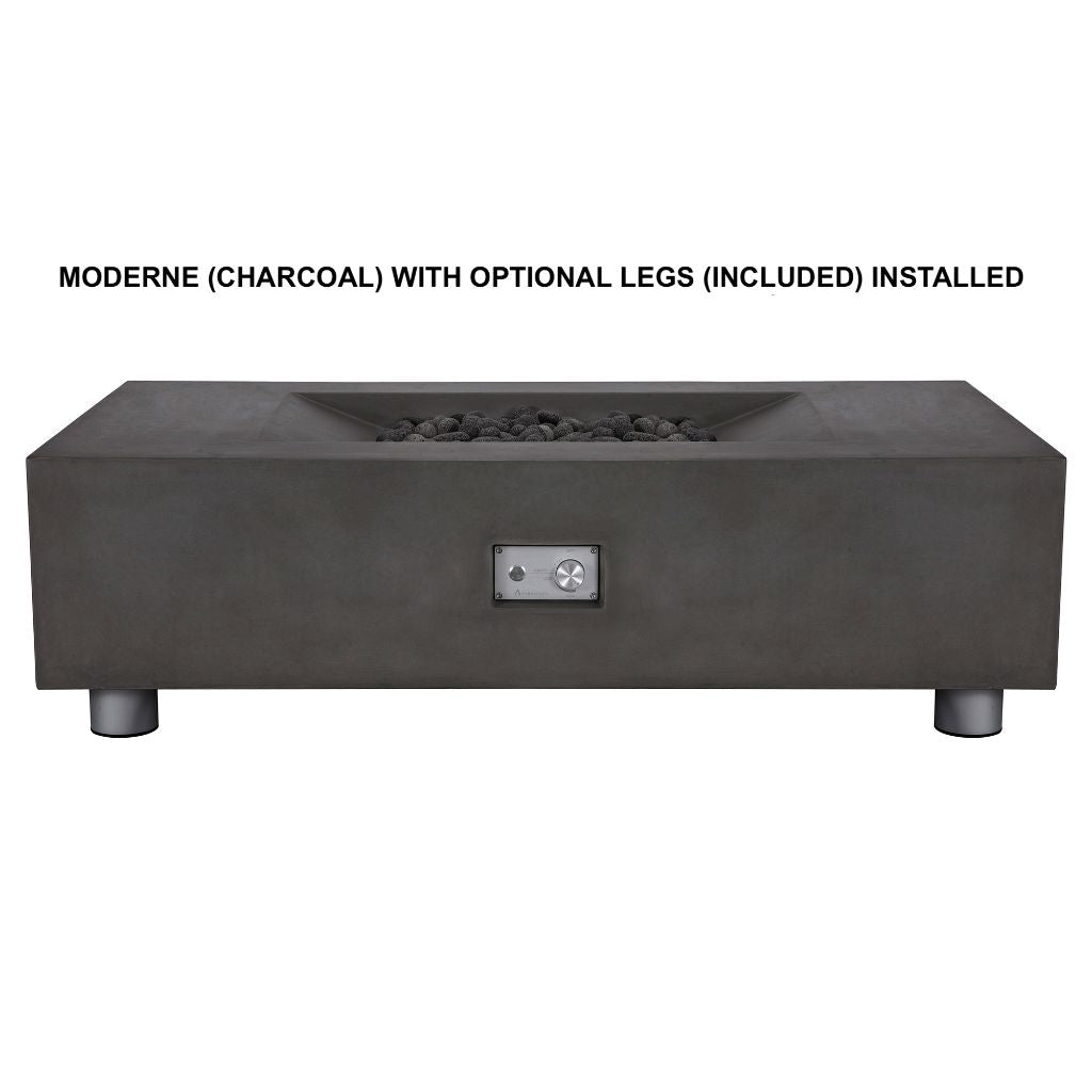 PyroMania Moderne 58" Rectangular Charcoal Outdoor Natural Gas Fire Pit Table