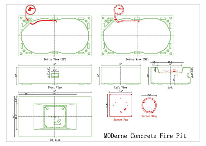 PyroMania Moderne 58" x 32" Charcoal Finish Natural Gas Outdoor Rectangle Fire Pit Table