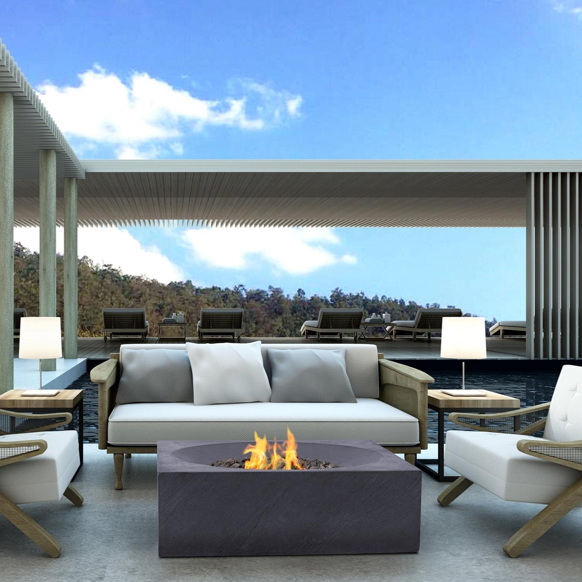 PyroMania Paloma 36" x 36" Charcoal Finish Natural Gas Outdoor Square Fire Table