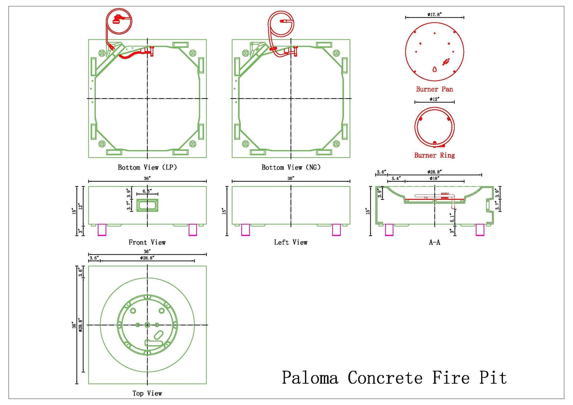 PyroMania Paloma 36" x 36" Charcoal Finish Natural Gas Outdoor Square Fire Table