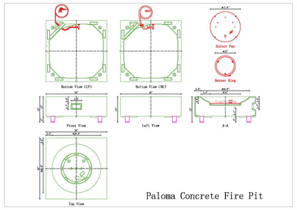 PyroMania Paloma 36" x 36" Slate Gray Finish Natural Gas Outdoor Square Fire Table
