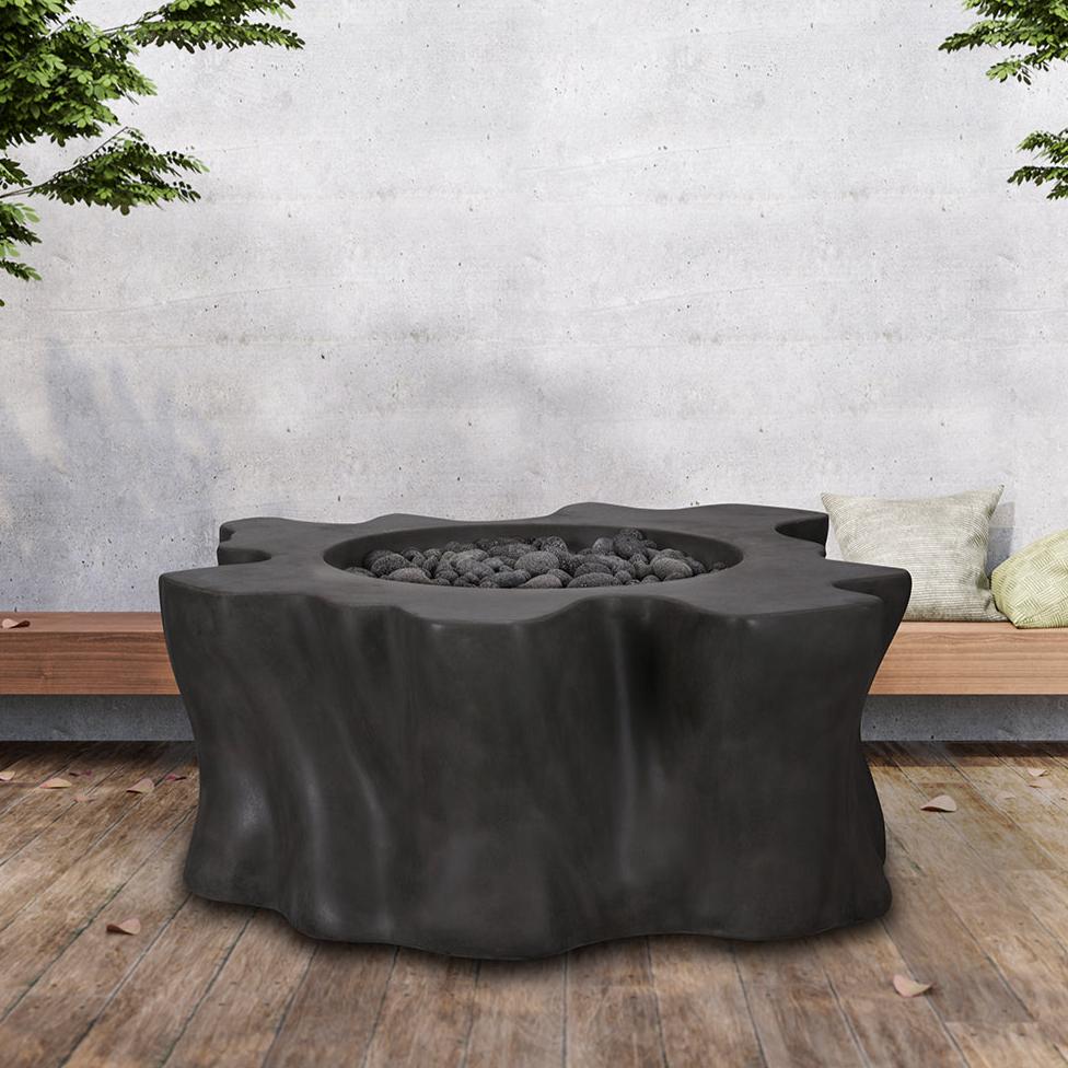 PyroMania Root 46" x 42" Charcoal Finish Natural Gas Outdoor Stump Fire Pit Table