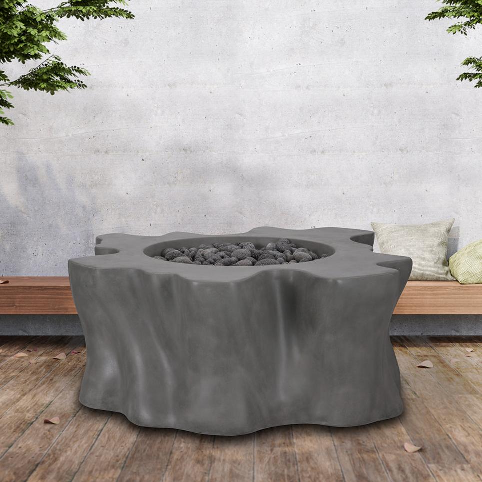 PyroMania Root 46" x 42" Slate Grey Finish Liquid Propane Outdoor Stump Fire Pit Table