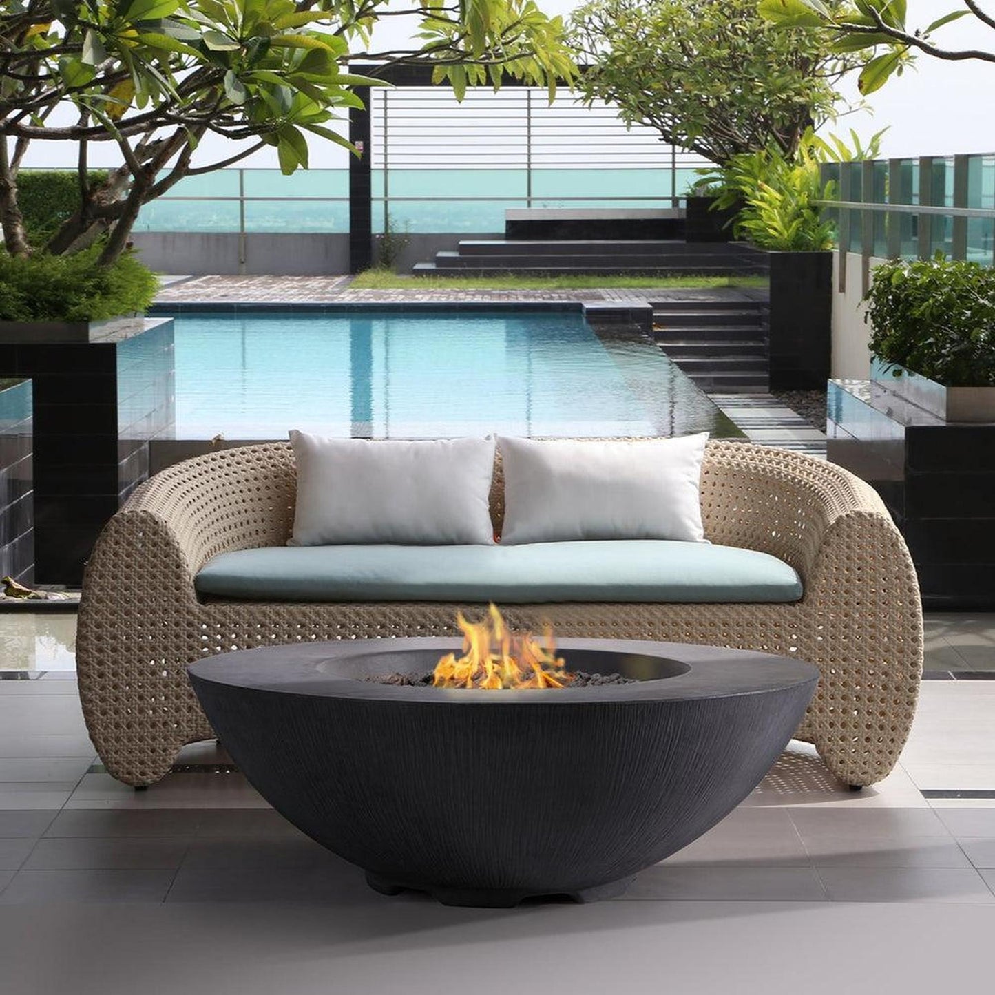 PyroMania Shangri-La 41" Charcoal Finish Natural Gas Outdoor Round Fire Pit Bowl