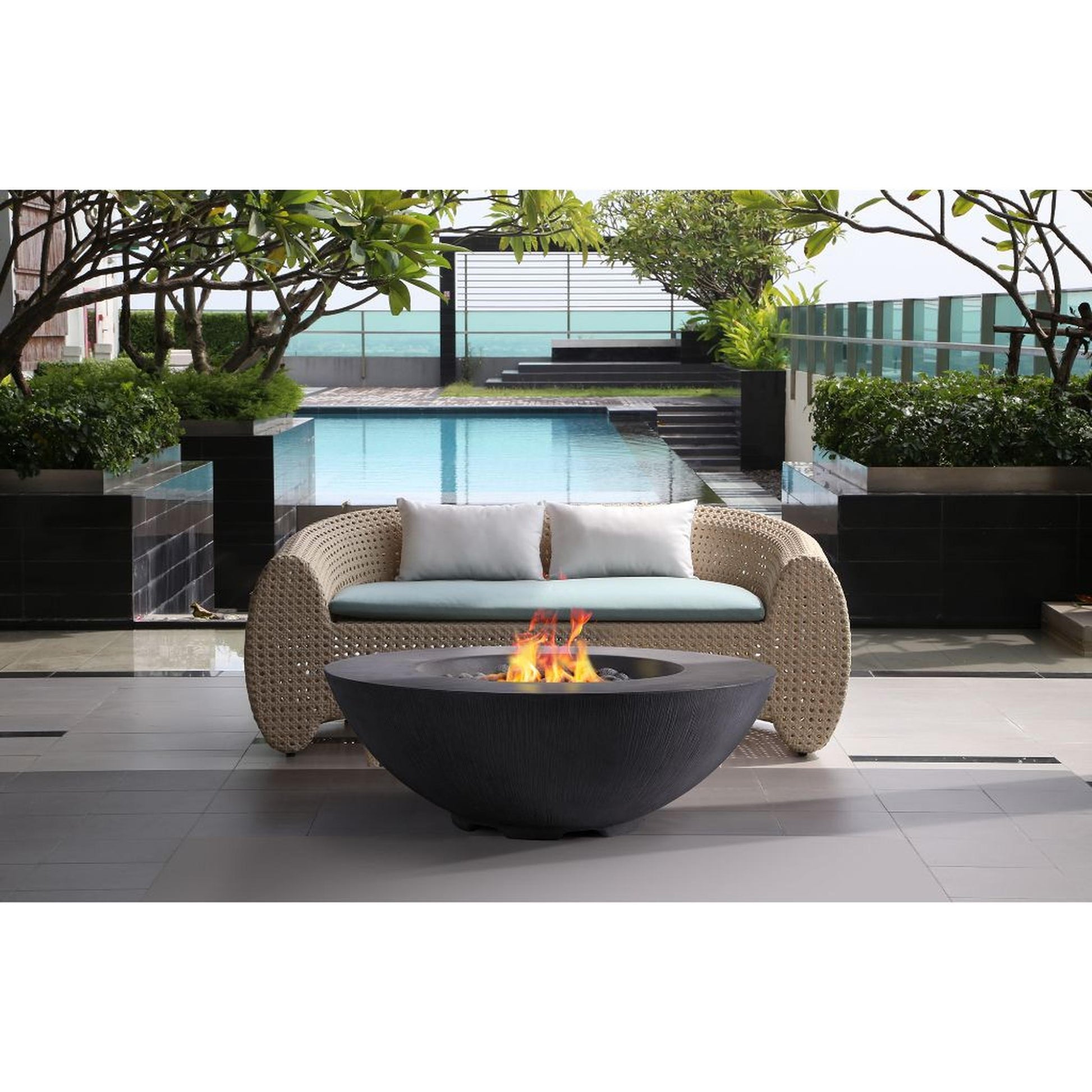 PyroMania Shangri-La 41" Slate Round Natural Gas Outdoor Fire Pit Table