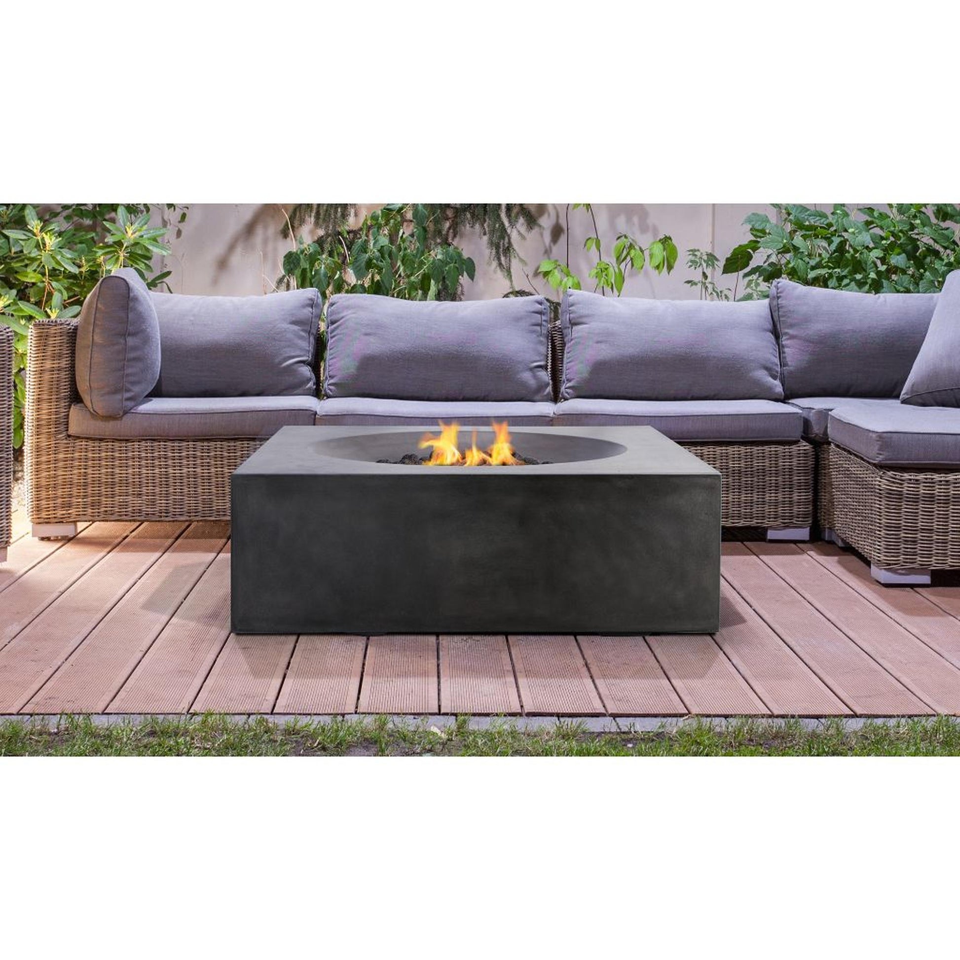PyroMania Tao 41" Rectangular Charcoal Outdoor Propane Gas Fire Pit Table
