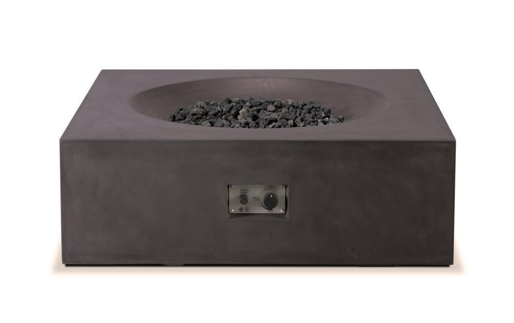 PyroMania Tao 41" x 41" Charcoal Propane Gas GFRC Outdoor Square Fire Table