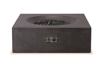 PyroMania Tao 41" x 41" Charcoal Propane Gas GFRC Outdoor Square Fire Table