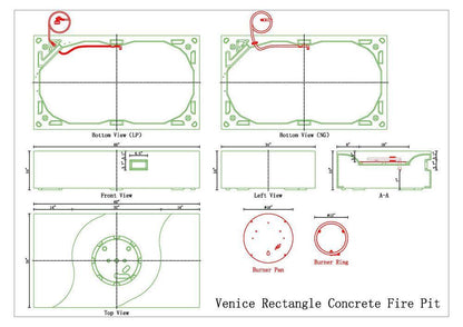 PyroMania Venice 60" x 34" Slate Finish Liquid Propane Outdoor Rectangle Fire Pit Table