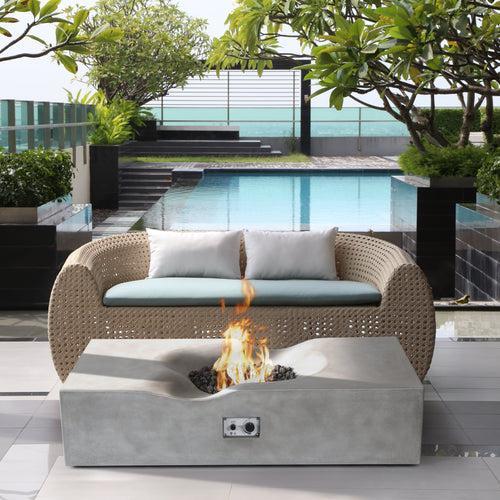 PyroMania Venice 60" x 34" Slate Finish Natural Gas Outdoor Rectangle Fire Pit Table