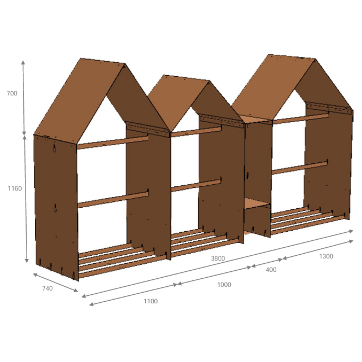 RB73 Bruges 3 Houses Wood Storage
