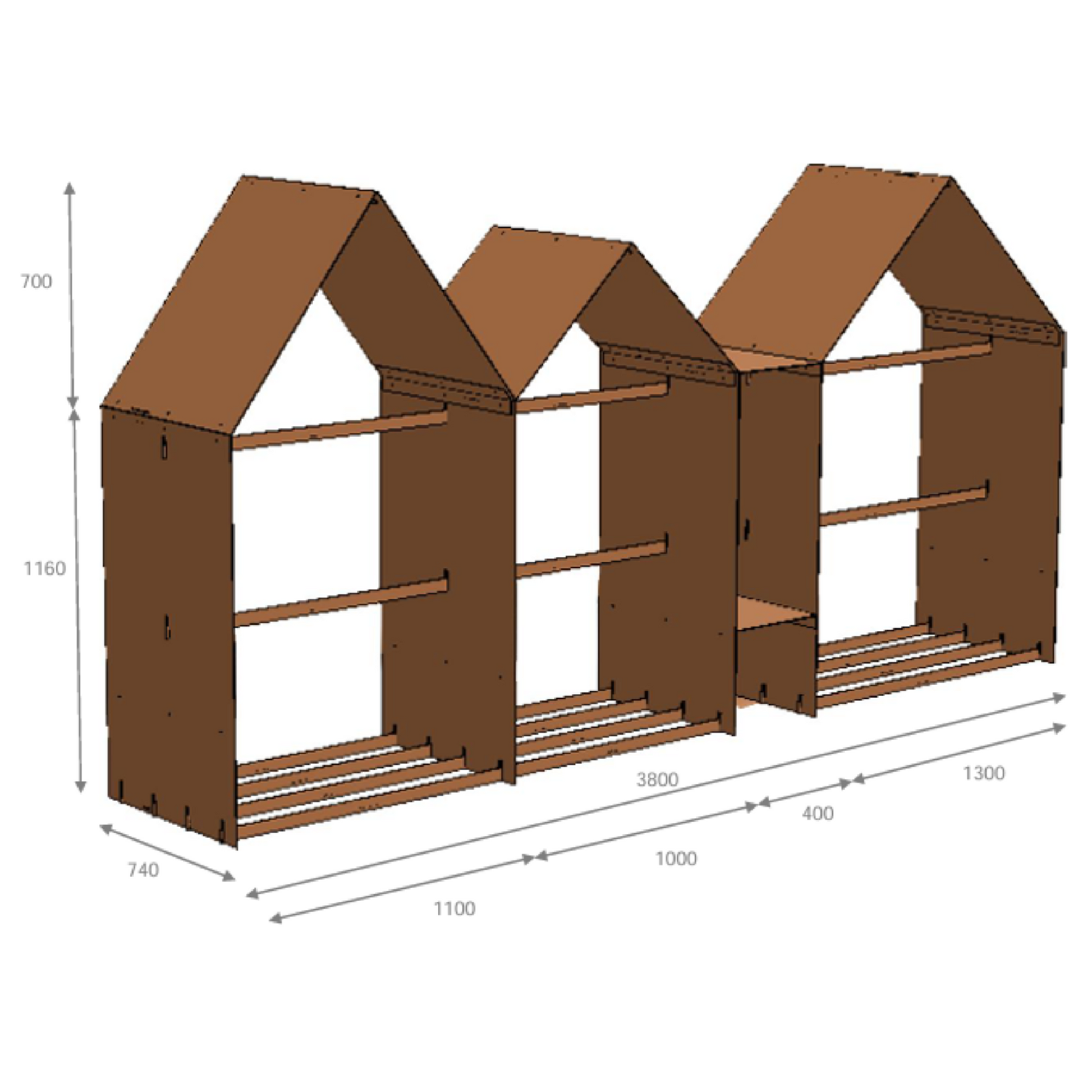 RB73 Bruges 3 Houses Wood Storage