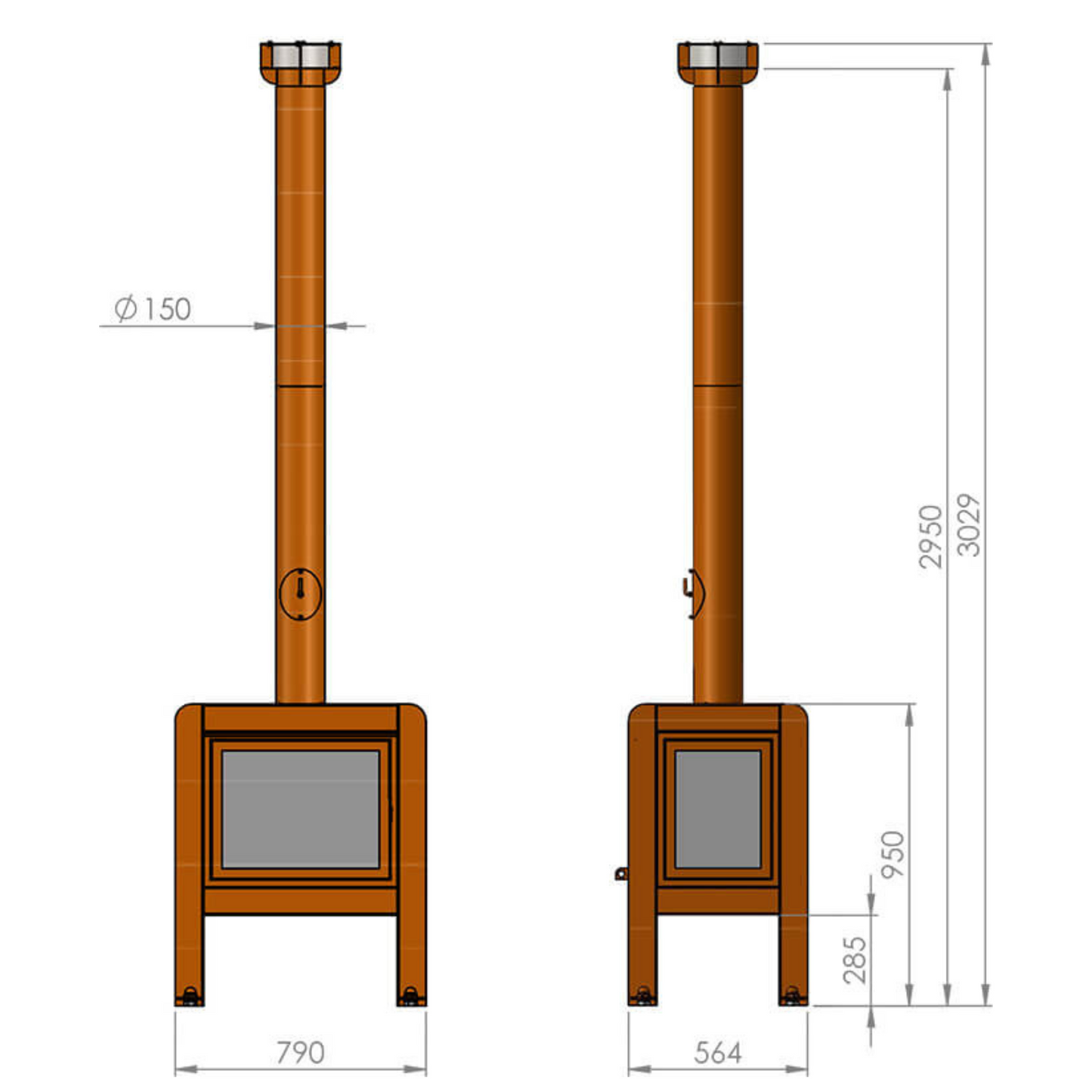 RB73 Fennek 80 4-Sided Glass Fireplace