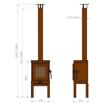 RB73 Piqua Compact CorTen Steel Wood Stove