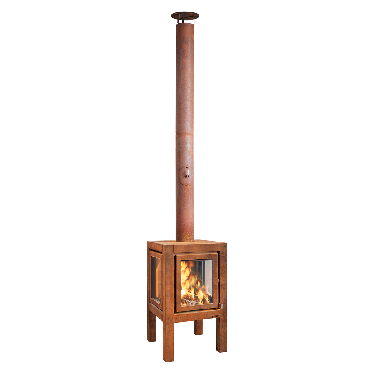 RB73 Quaruba XL MOBILE 4-Sided Glass Warm Brown CorTen Steel Wood RB73 Quaruba XL MOBILE 4-Sided Glass Warm Brown CorTen Steel Wood