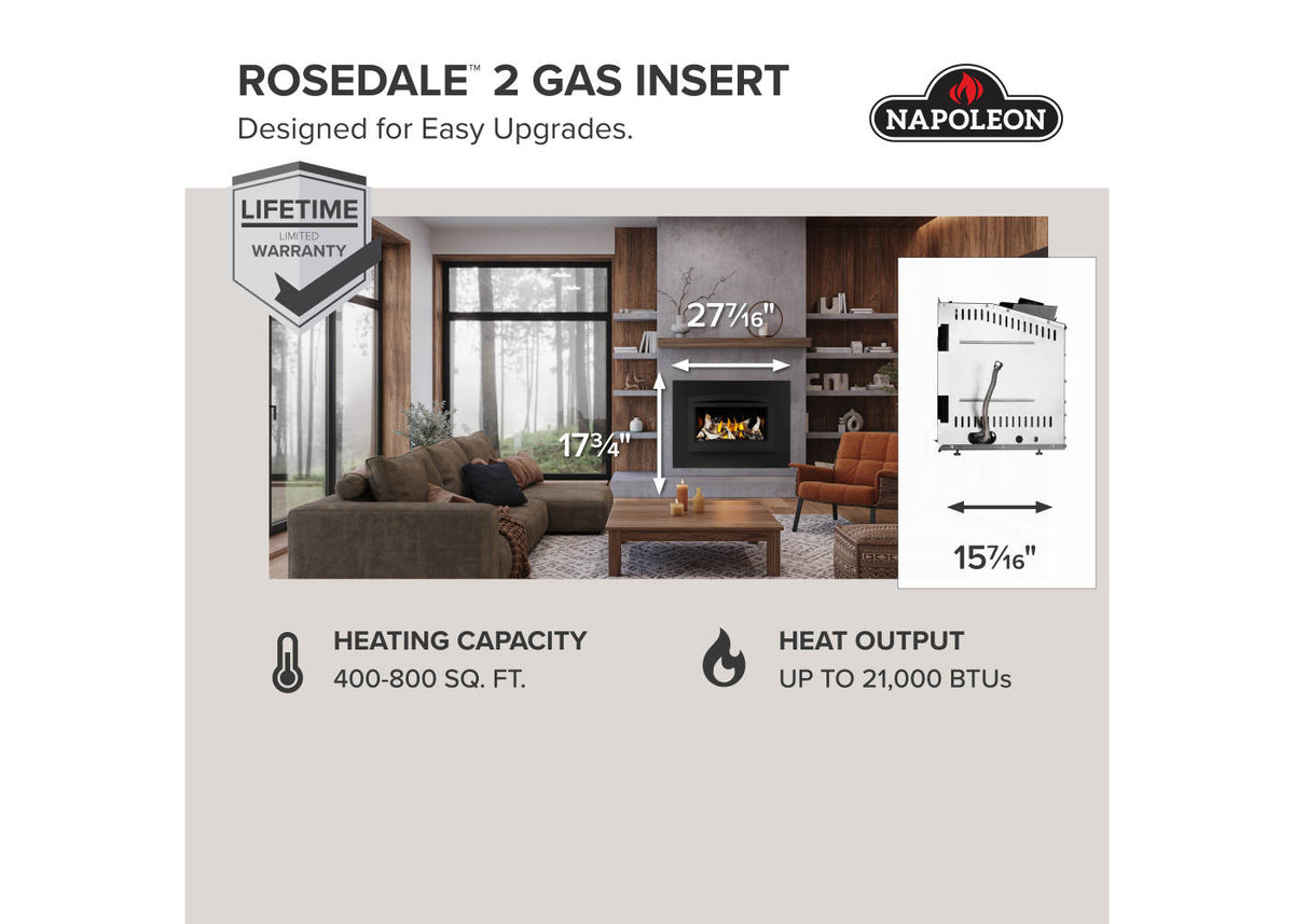 Napoleon Rosedale 2 Direct Vent Natural Gas Fireplace Insert